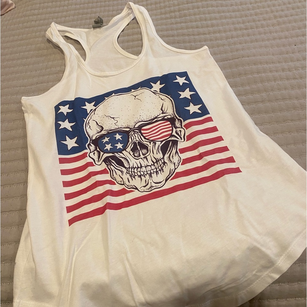 Women’s Small Cotton Heritage American Flag Skull Tank Brand New No Tags